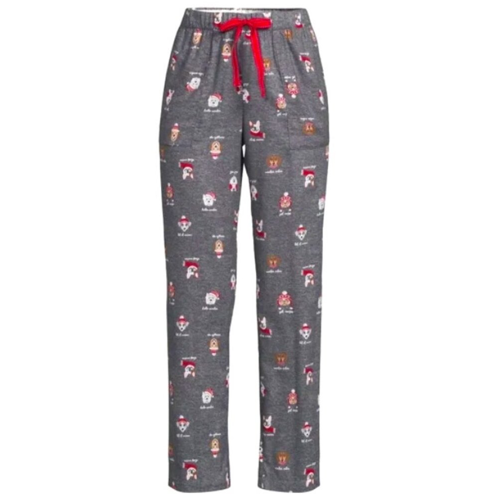 NWT ~ Joyspun's Knit Lounge/PJ Pants w/ Pockets (Dogs in Winter Hats & Scarves)